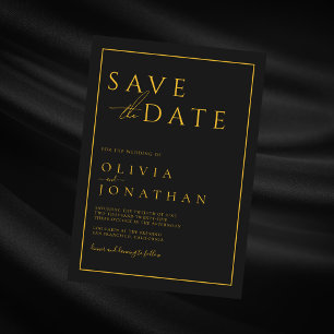 Save The Date Mariage Élégant Minimaliste Noir