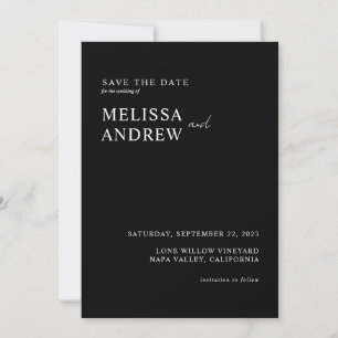 Save The Date Mariage Élégant Minimaliste Noir et Blanc
