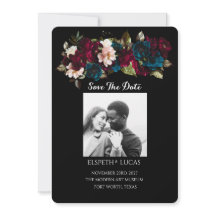 Mariage Élégant Minimaliste Noir et Floral