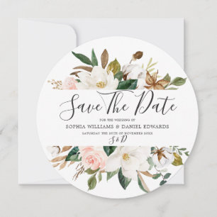 Save The Date Mariage élégant moderne avec des florales roses et