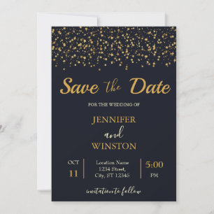 Save The Date Mariage élégant moderne Gold Stars
