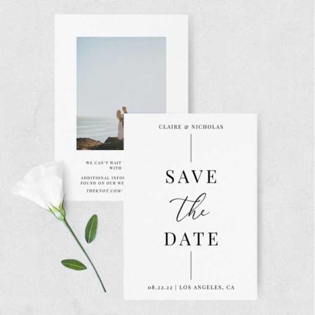 Save The Date Mariage élégant moderne Gras Texte & Photo (Créateur téléchargé)