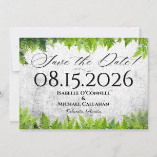 Save The Date Mariage Élégant Naturel aux Feuilles de Fougère Ro