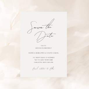 Save The Date Mariage Élégant Noir et Blanc Classique