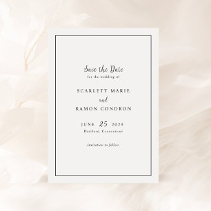Save The Date Mariage élégant noir et blanc intemporel