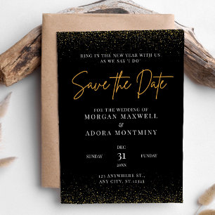 Save The Date Mariage élégant noir et or