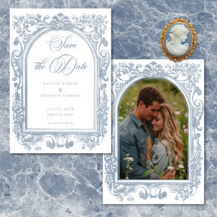 Save The Date Mariage élégant photo cadre bleu arche Classique