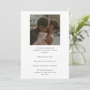 Save The Date Mariage Élégant Photo Moderne Noir & Blanc
