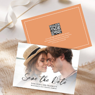 Save The Date Mariage élégant Photo Simple Pêche