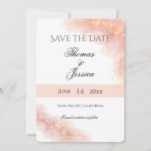 Save The Date Mariage Élégant Romantic avec Paillettes de Rose D