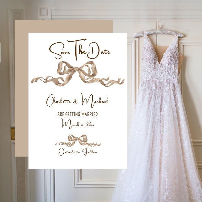 Save The Date Mariage Élégant Romantique à Ruban (Elegant Romantic Ribbon Wedding Save The Date)