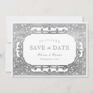 Save The Date Mariage élégant romantique orné d'argent
