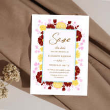 mariage élégant rose bordeaux et jaune fleuri