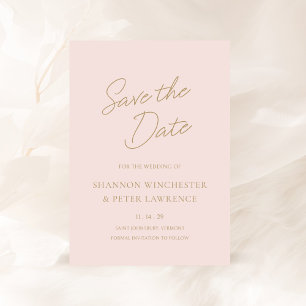 Save The Date Mariage Élégant Rose et Or Classique