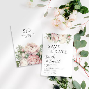 Save The Date Mariage élégant rose Pêche Florale