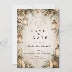 Save The Date Mariage Élégant Rustique d'Hiver