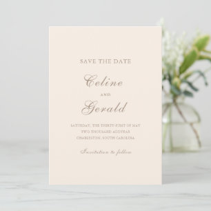 Save The Date Mariage Élégant Sable Classique