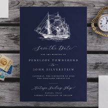 Mariage élégant sur un navire bleu marine de style
