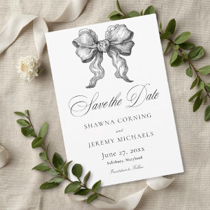 Save The Date Mariage Élégant Toile Noir et Blanc Manoir Françai