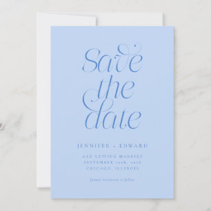 Save The Date Mariage élégant typographie moderne bleu givré