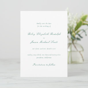 Save The Date Mariage élégant vert émeraude propre