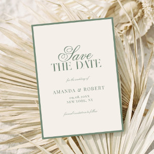 Save The Date Mariage Élégant Vert Sauge Argent de Famille