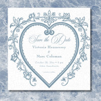 Mariage Élégant Vintage Chinoiserie Cœur Bleu