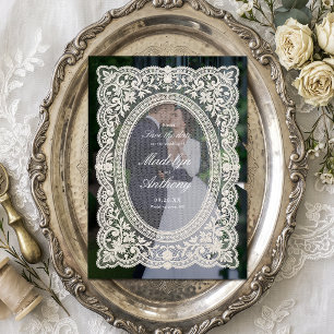 Save The Date Mariage Élégant Vintage Floral Broderie Anglaise C