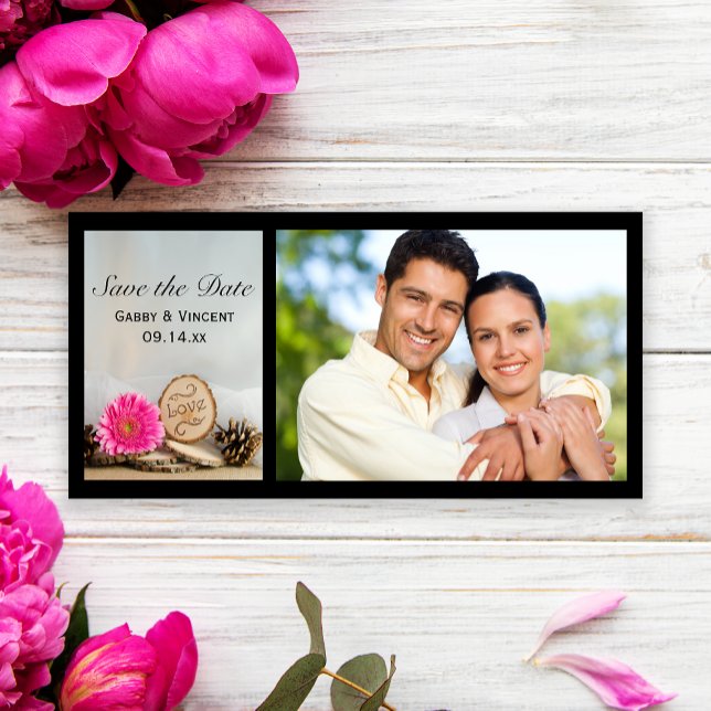 Save The Date Mariage en bois rose rustique Sauvez la date (Créateur téléchargé)