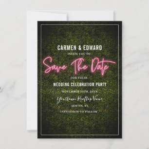 Save The Date Mariage en Boxwood Pink Neon Enregistrer La Date