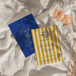 Save The Date Mariage en Italie avec des rayures jaunes bleues m