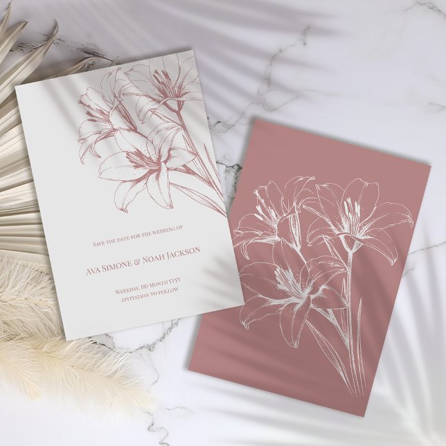Save The Date Mariage en plan rose Lily (Créateur téléchargé)