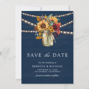Save The Date Mariage en pot de fleurs de tournesol bordeaux en 