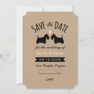 Save The Date Mariage en silhouettes de Terrier écossais Enregis