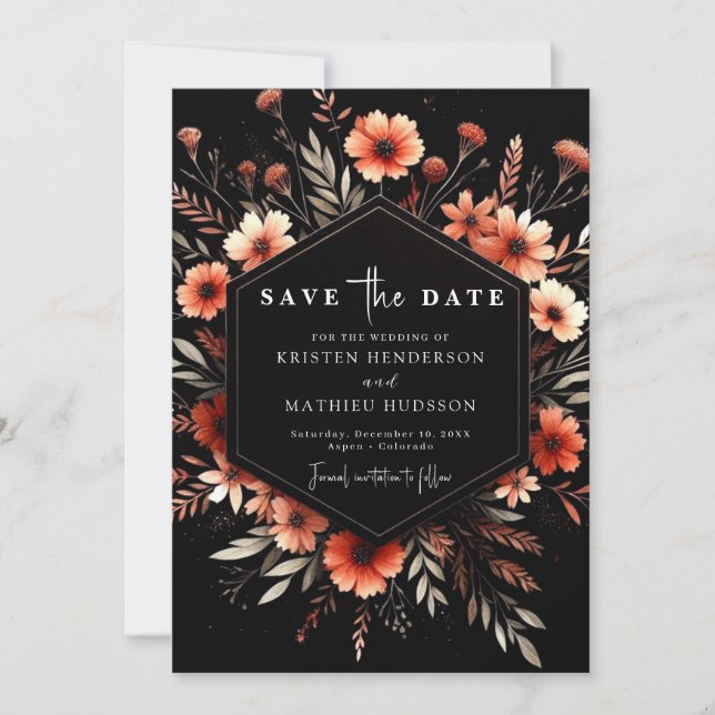 Save The Date Mariage en terre cuite botanique minimal (Devant)