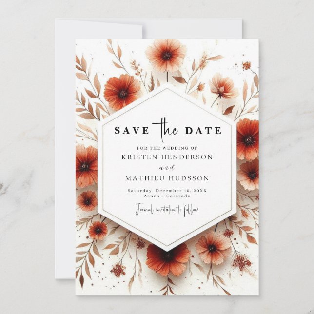 Save The Date Mariage en terre cuite simple (Devant)
