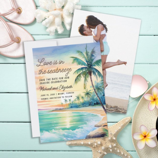 Save The Date Mariage Enregistrer Date Photo Tropical Beach (Tropical/beach wedding Save the Date photo card)