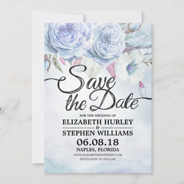 Save The Date Mariage Enregistrer La Date Aquarelle Floral & Plu (Devant)