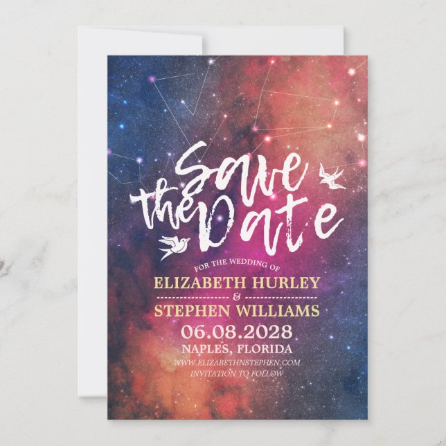 Save The Date Mariage Enregistrer La Date Chic Star Sky Constell (Devant)