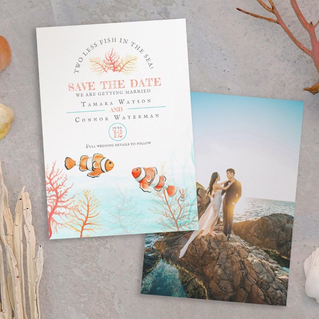 Save The Date Mariage enregistrer la date deux poissons de moins (Créateur téléchargé)