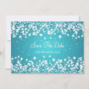 Save The Date Mariage Enregistrer La Date Hiver Étincelle Bleu