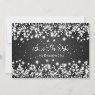 Save The Date Mariage Enregistrer La Date Hiver Étincelle Noir