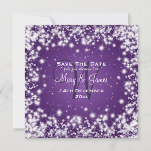 Save The Date Mariage Enregistrer La Date Hiver Étincelle Violet
