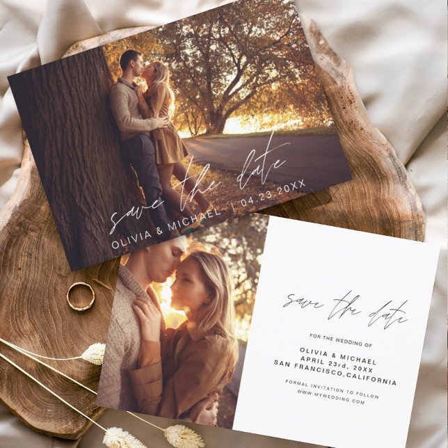 Save The Date Mariage Enregistrer la date manuscrite photo minim (Créateur téléchargé)
