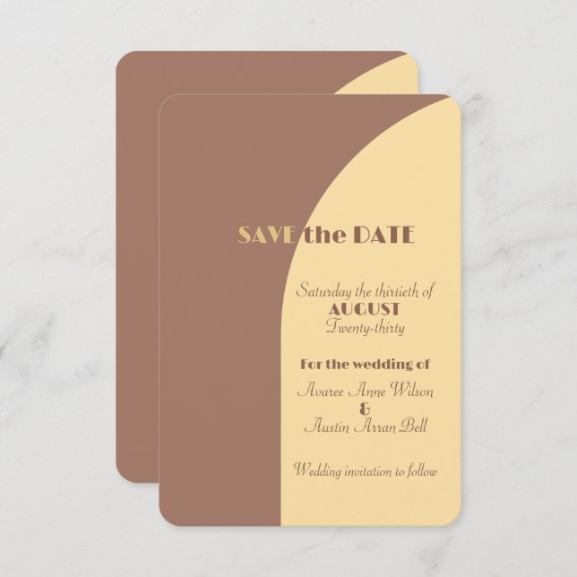 Save The Date Mariage Enregistrer la date Mocha Mousse Arché (Devant / Derrière)