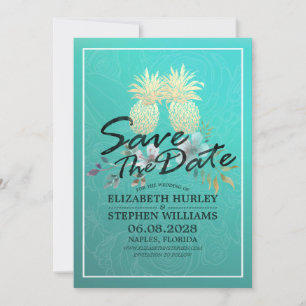 Save The Date Mariage Enregistrer La Date Moderne Or Ananas Coup