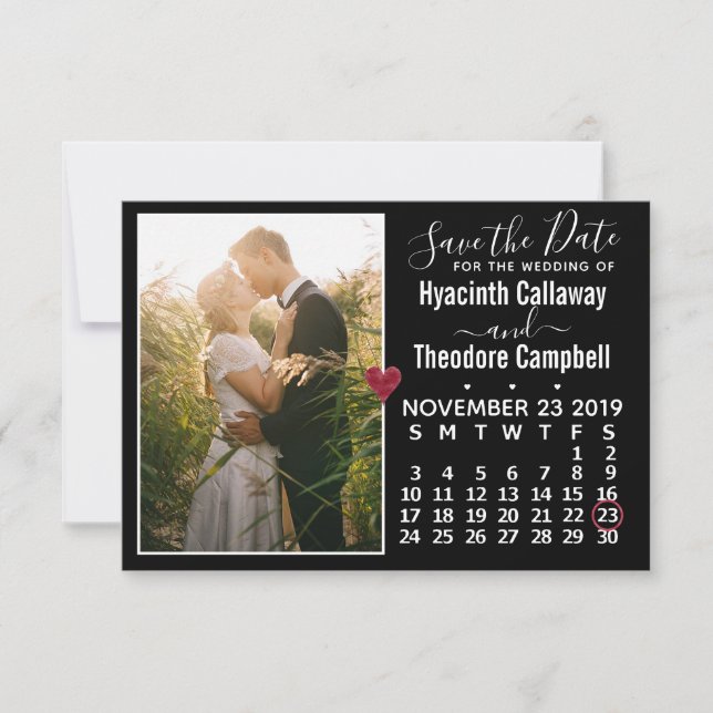 Save The Date Mariage Enregistrer la date Novembre 2019 Calendri (Devant)