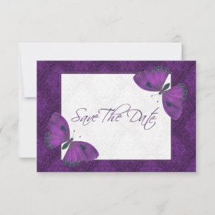 Save The Date Mariage Enregistrer la date papillon Brocade viole