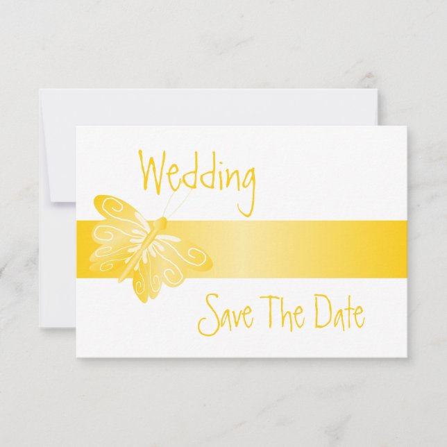 Save The Date Mariage Enregistrer La Date Papillon Jaune (Devant)