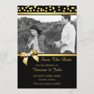 Save The Date Mariage Enregistrer La Date Photo Gold Confetti No